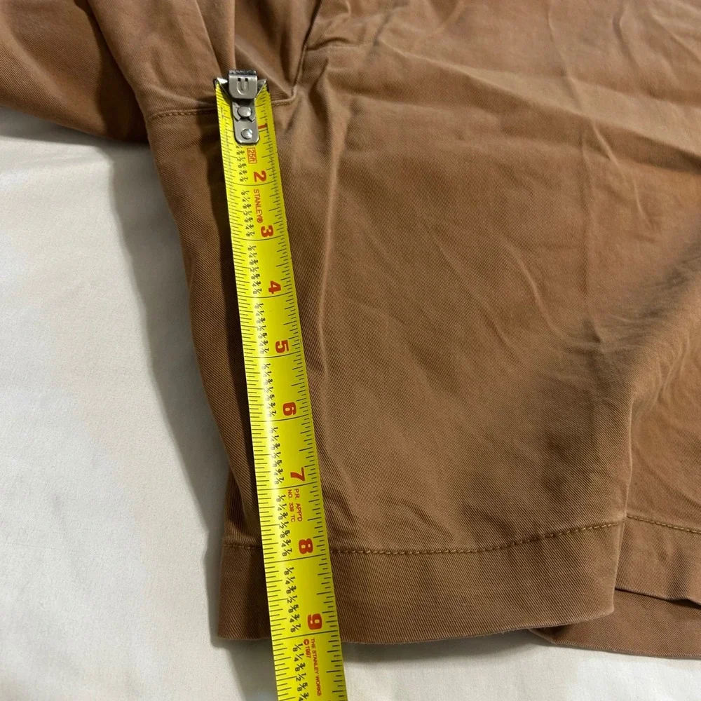 Roundtree & Yorke Mens Brown Chino Shorts Size 40 Cotton Stretch Flat Front